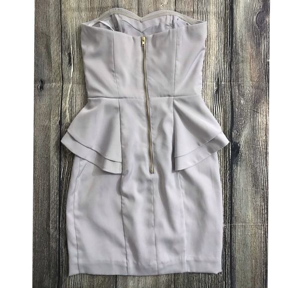 H&M Light Gray Strapless Peplum Dress 2 00 XXS - Picture 4 of 7